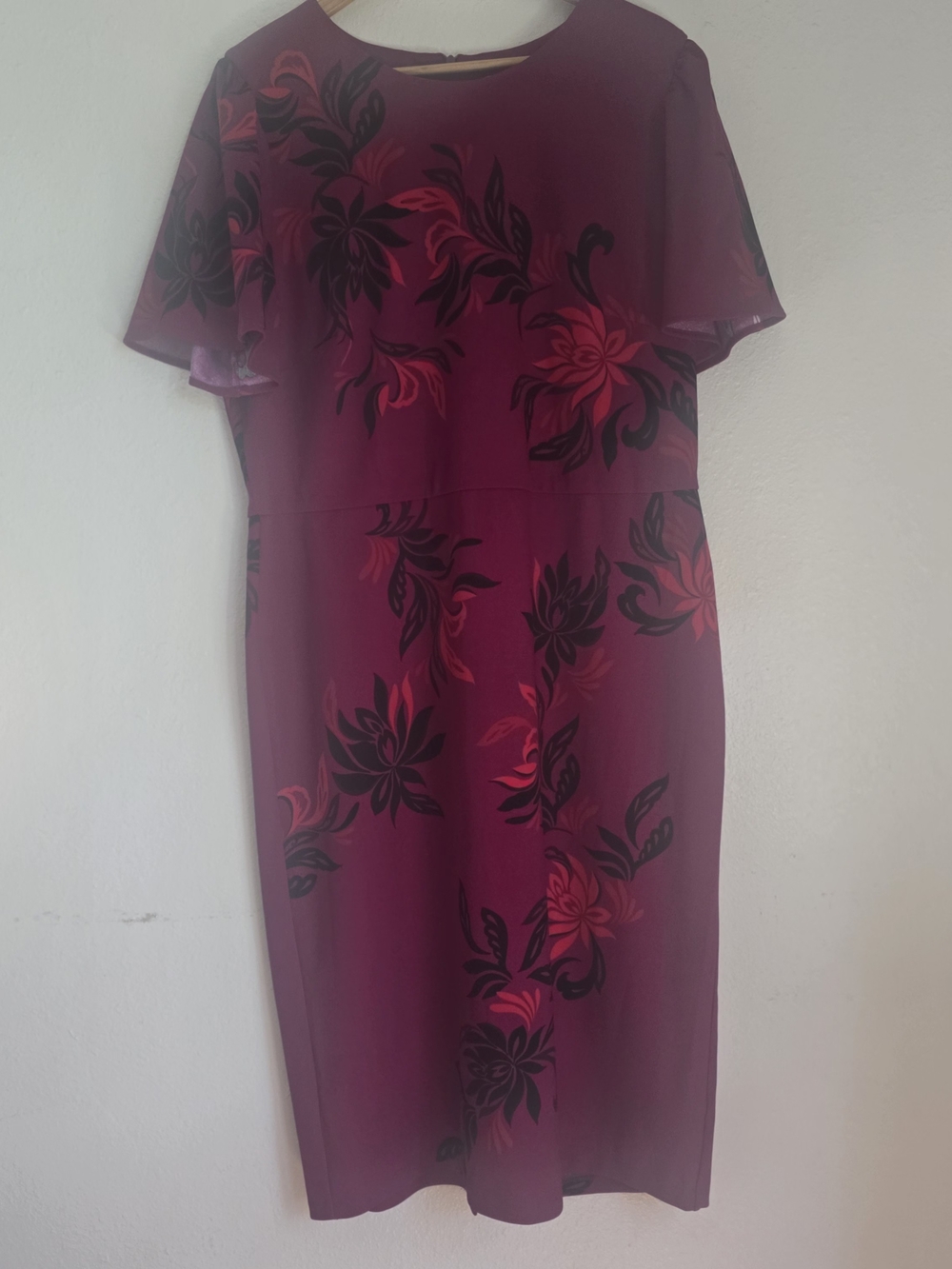 Liz Claiborne Women's Burgundy Floral Midi Dress